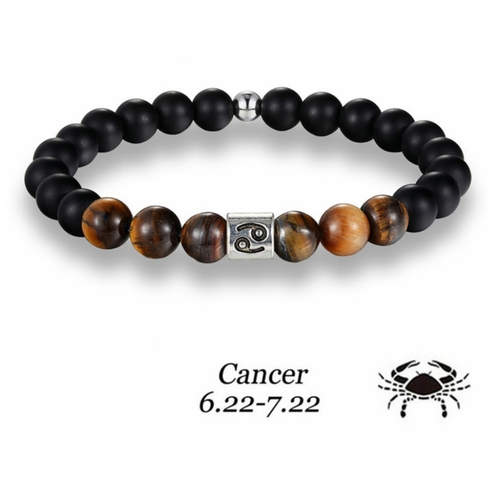 Tiger eye, black matte stone zodiac horoscope brac